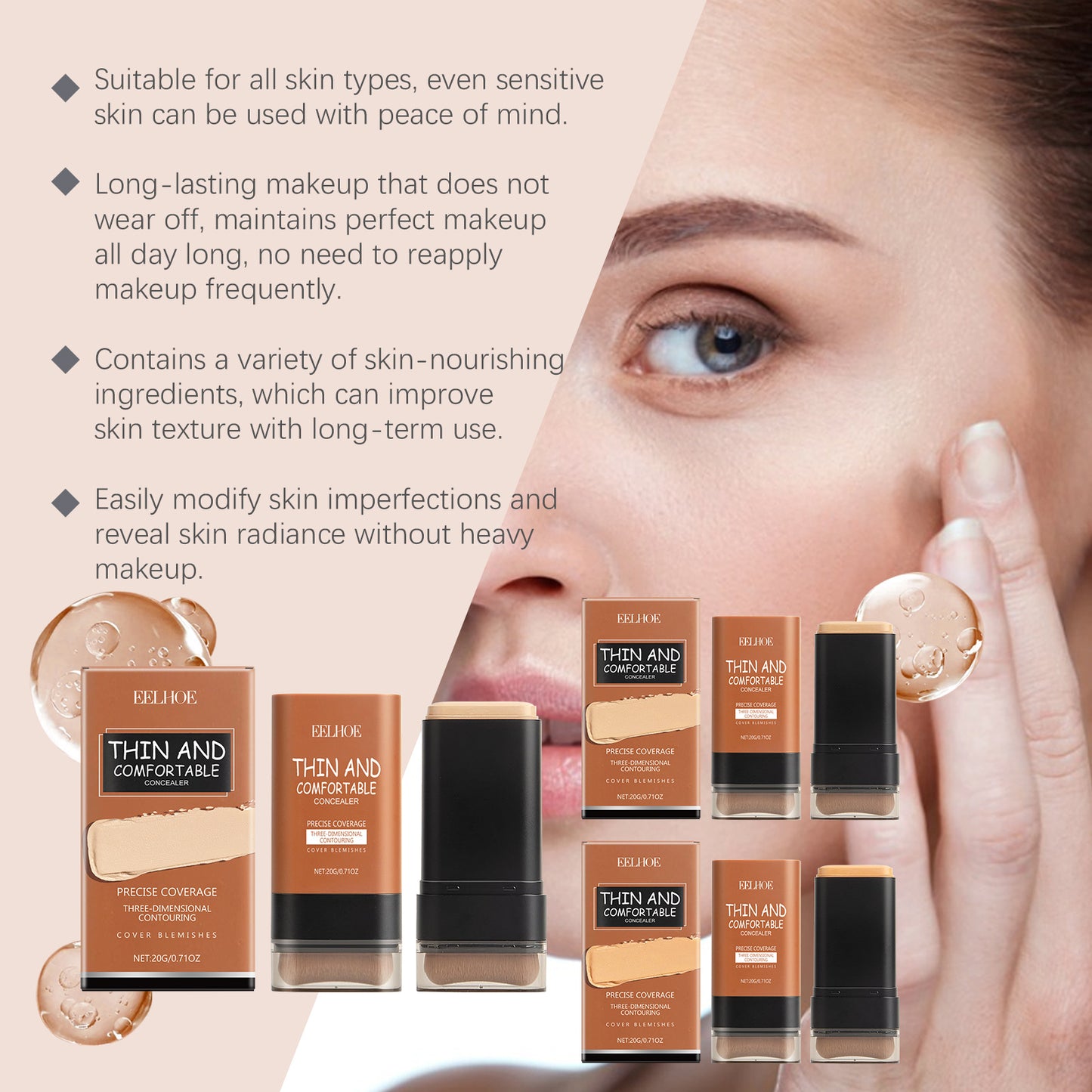 Foundation Stick With Brush,Makeup Foundation Concealer