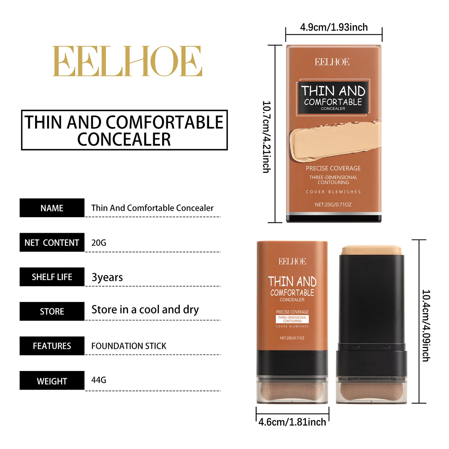 Foundation Stick With Brush,Makeup Foundation Concealer