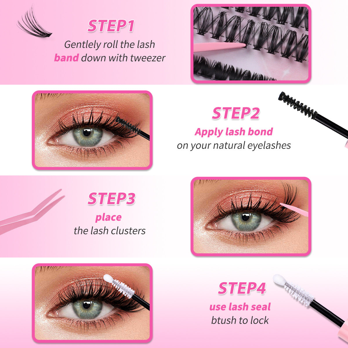 DIY Daily Natural Thick Segment Single Cluster False Eyelashes